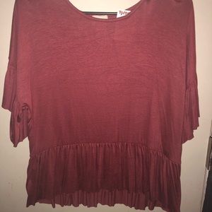 Maroon Ruffled Peplum Top‼️